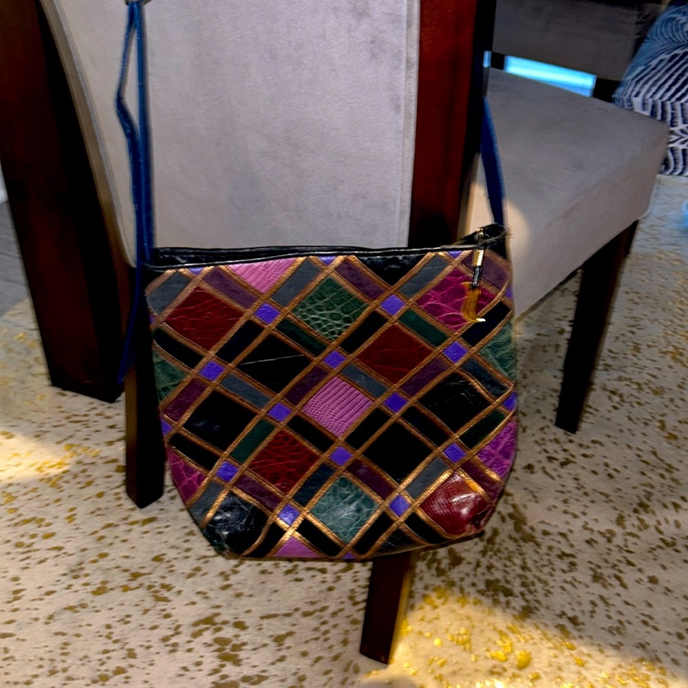 Vintage 80's Sharif Multicolor Leather Shoulder Bag